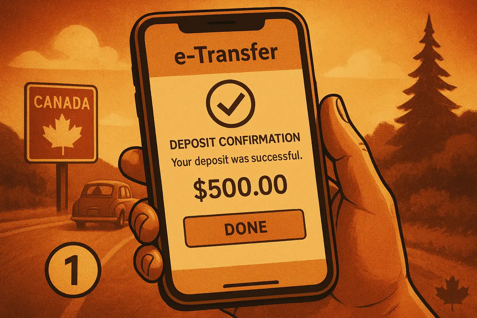 Interac e-Transfer deposit screen on a smartphone